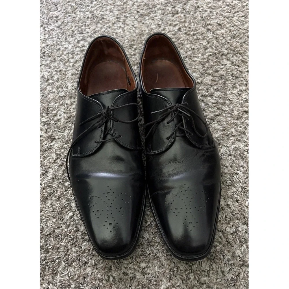 Allen Edmonds Flatiron Derby Oxfords Perforated Black Leather Sz 13 D 1103 25800